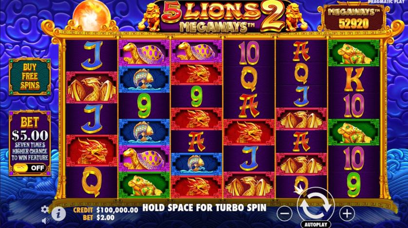 Символы и значения в слоте 5 Lions Megaways 2 в 1Win Casino